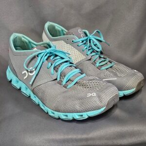 On Running Cloudflow Womens 9 Grey Teal Athletic Road Running Shoes Swiss Design